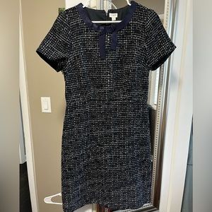 NWT J.Crew Navy/White Tweed Sheath Dress Sz 8